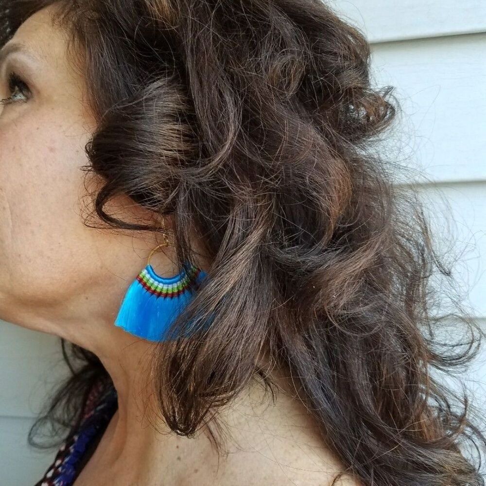 Boho silk earrings - Picture 2 of 2